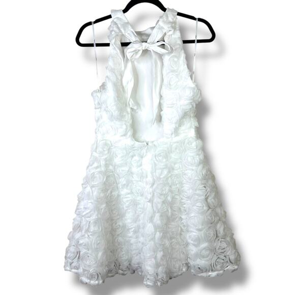 Lulus NWOT Beloved Blossoming White 3D Floral Halter Backless Mini Skater Dress - Picture 7 of 12